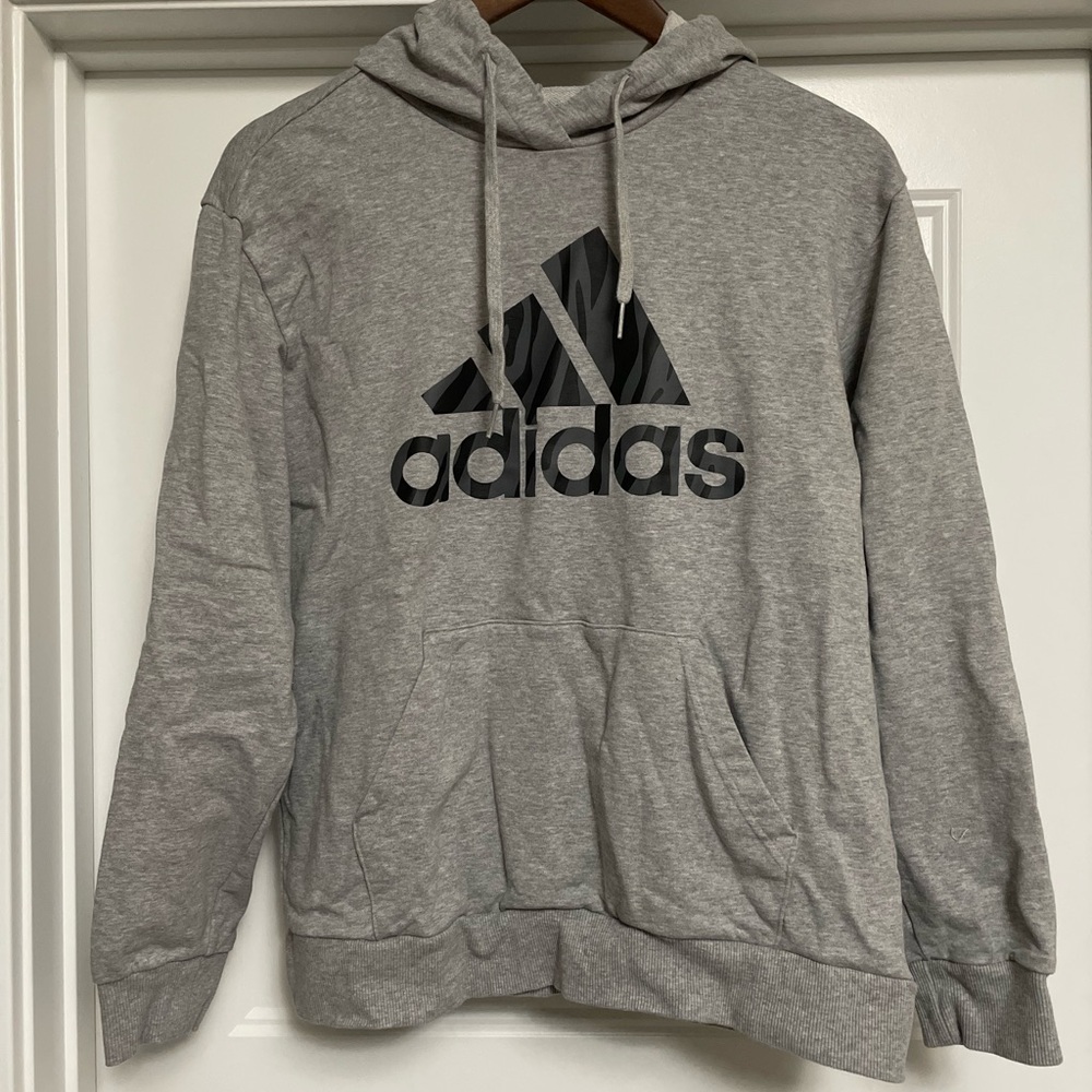 Adidas women Gray Hoodie with Black Logo